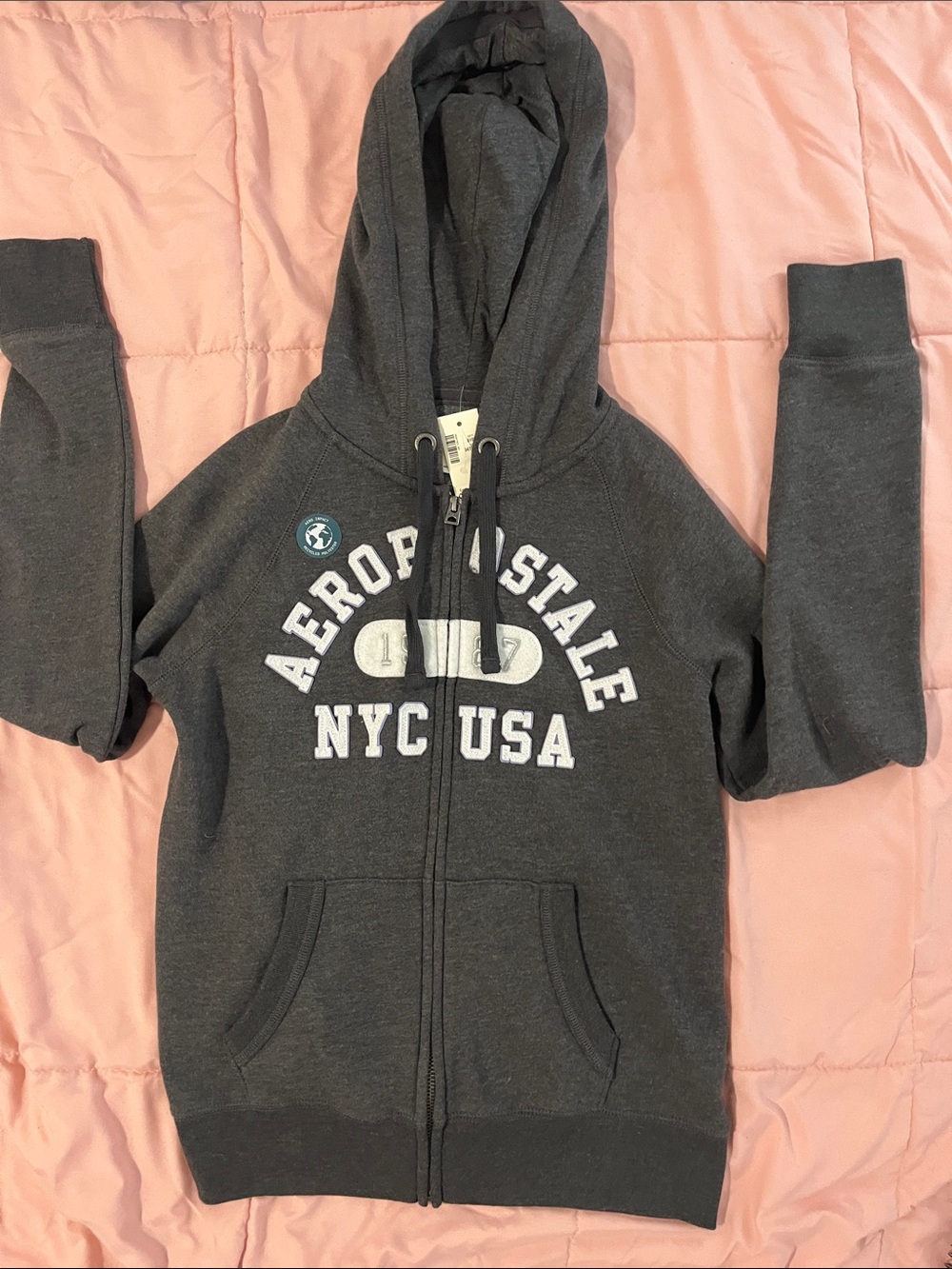 Aeropostale Gray 1987 NYC Zip Up
